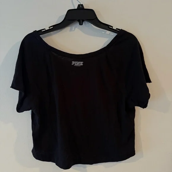 VS Pink Black Cropped Tee Shirt Sz XS - Picture 5 of 5